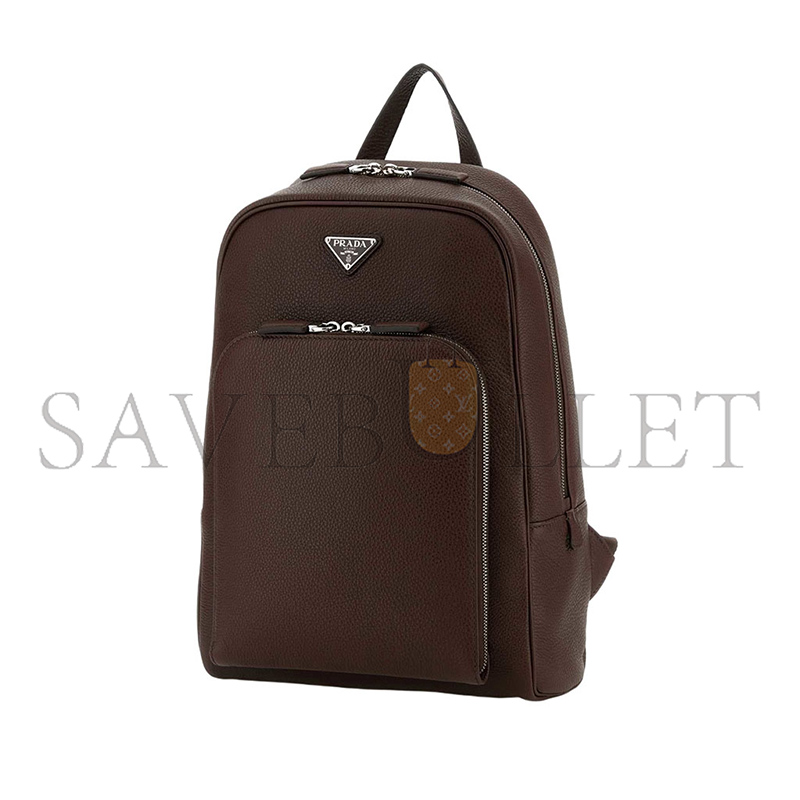 PRADA BROWN LEATHER BACKPACK 2VZ102 (40.5*28*12cm)